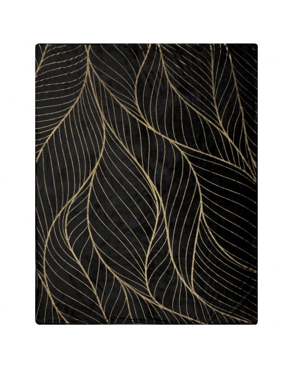 Koc pluszowy 150x200 Lotos 3 czarny/złoty