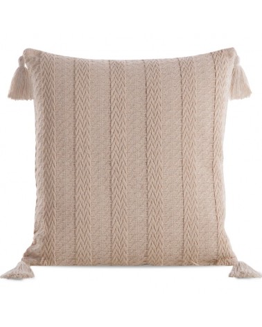 Poszewka płócienna 45x45 Boho 8 beżowa