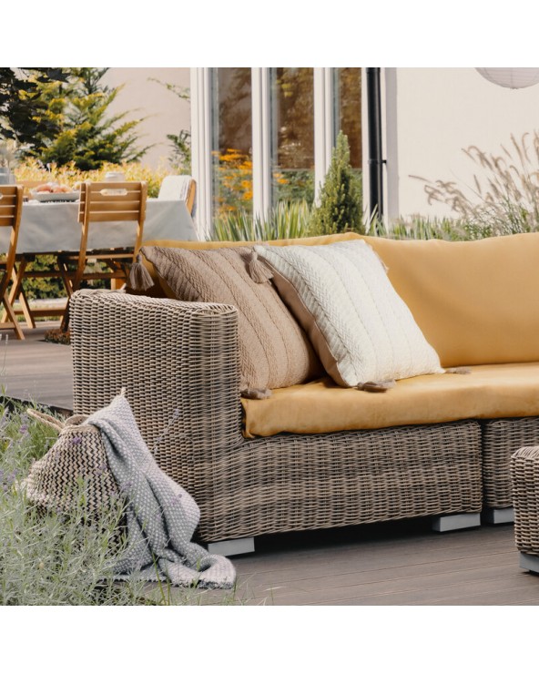 Poszewka płócienna 45x45 Boho 8 beżowa