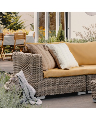 Poszewka płócienna 45x45 Boho 8 beżowa