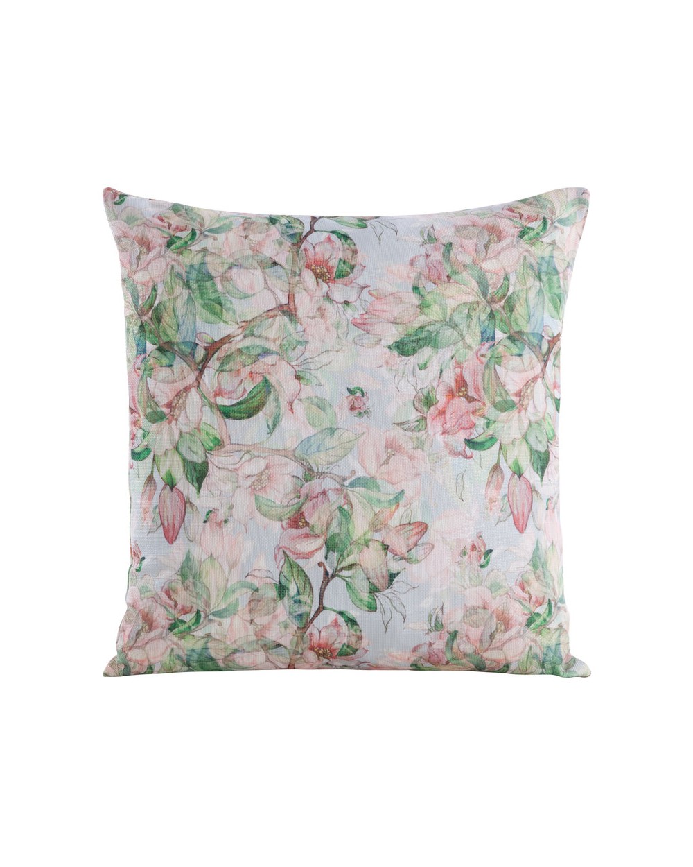 Poszewka płócienna 45x45 Flore 10 zielona/różowa