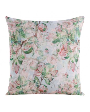 Poszewka płócienna 45x45 Flore 10 zielona/różowa
