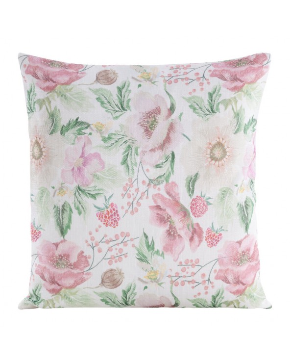 Poszewka płócienna 45x45 Flore 11 rózowa/zielona 