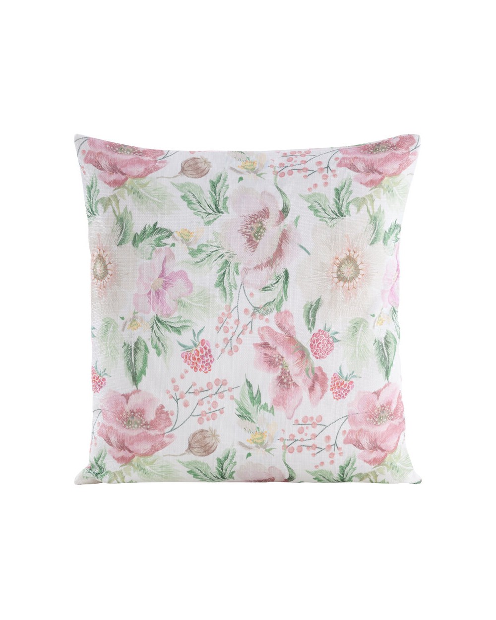 Poszewka płócienna 45x45 Flore 11 rózowa/zielona 