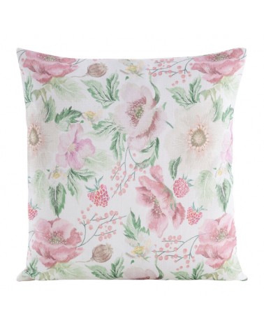 Poszewka płócienna 45x45 Flore 11 rózowa/zielona 