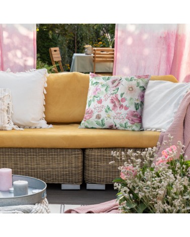 Poszewka płócienna 45x45 Flore 11 rózowa/zielona 