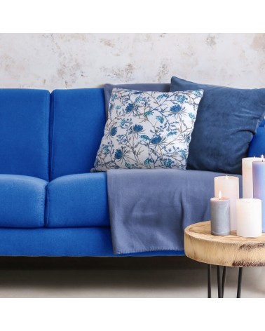 Poszewka płócienna 45x45 Flore 6 ciemnoniebieska