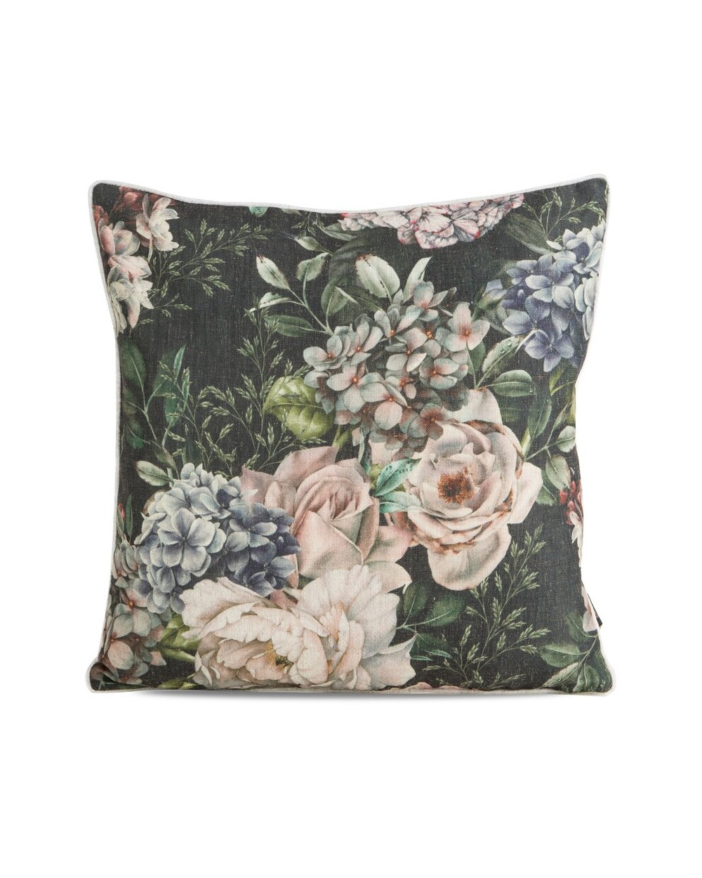 Poszewka płócienna 45x45 Len 15 zielona/czarna