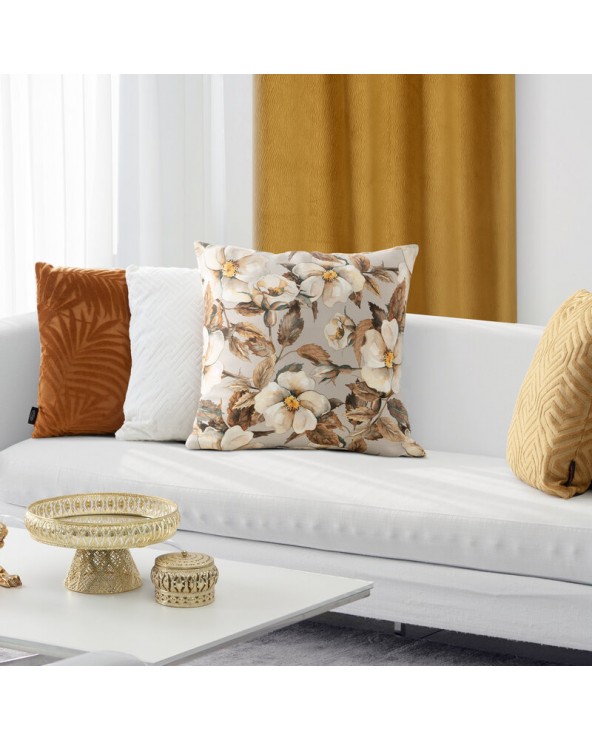 Poszewka velvet 45x45 Simona beżowa/brązowa