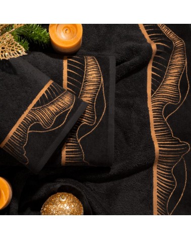 Ręcznik bawełna 70x140 Peonia 1 czarny