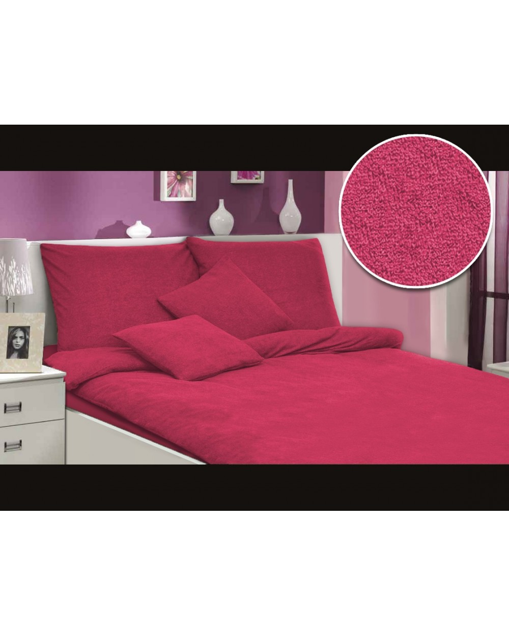 Pościel frotte 200x220 + 2x70x80 fuksja Darymex