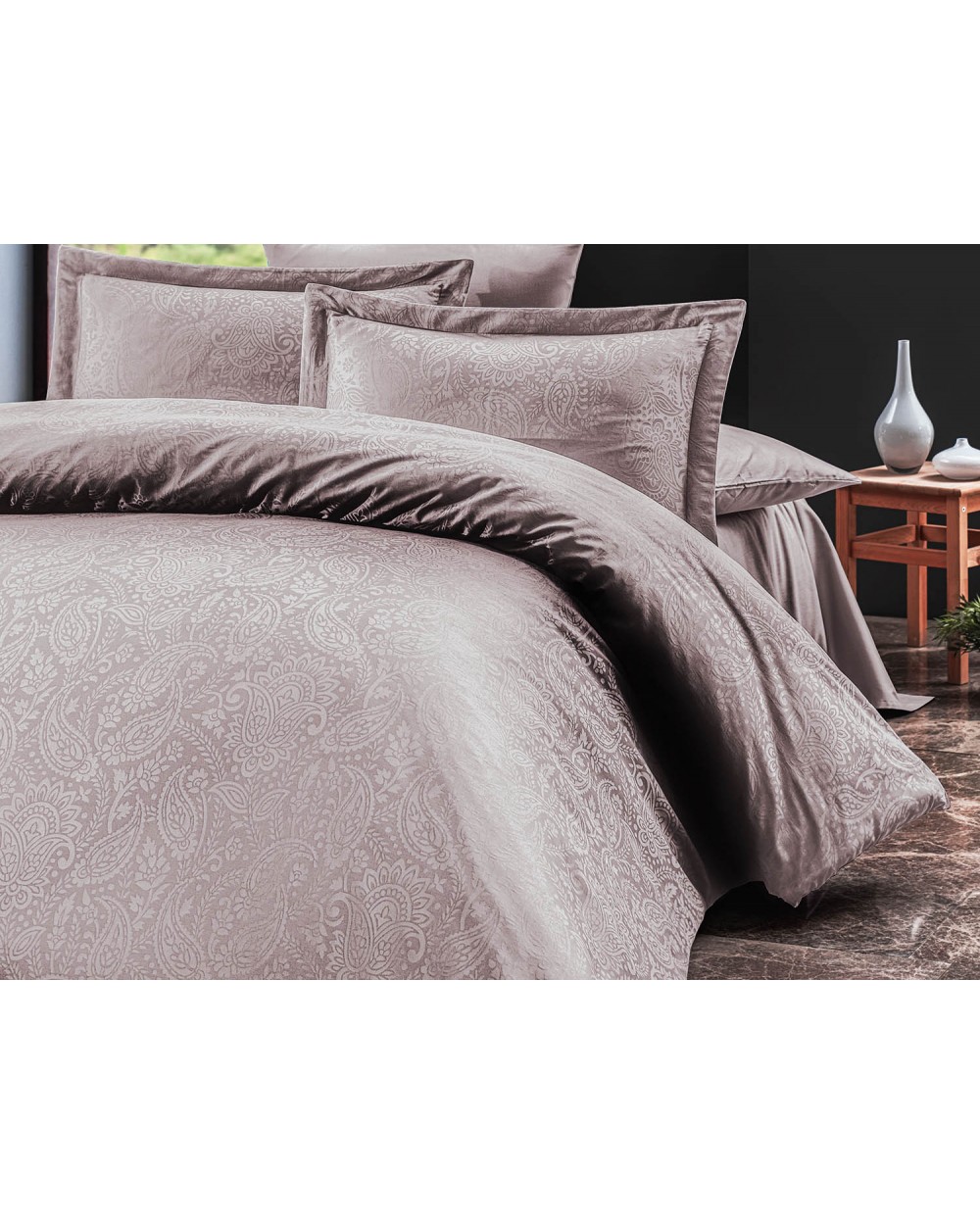 Pościel satyna żakardowa 160x200 + 2x70x80 Sal Light Lila Luxury Premium Darymex