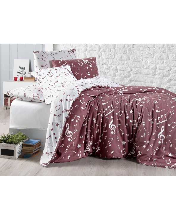 Pościel bawełniana 160x200 + 2x70x80 Major Dark Red Exclusive  Darymex